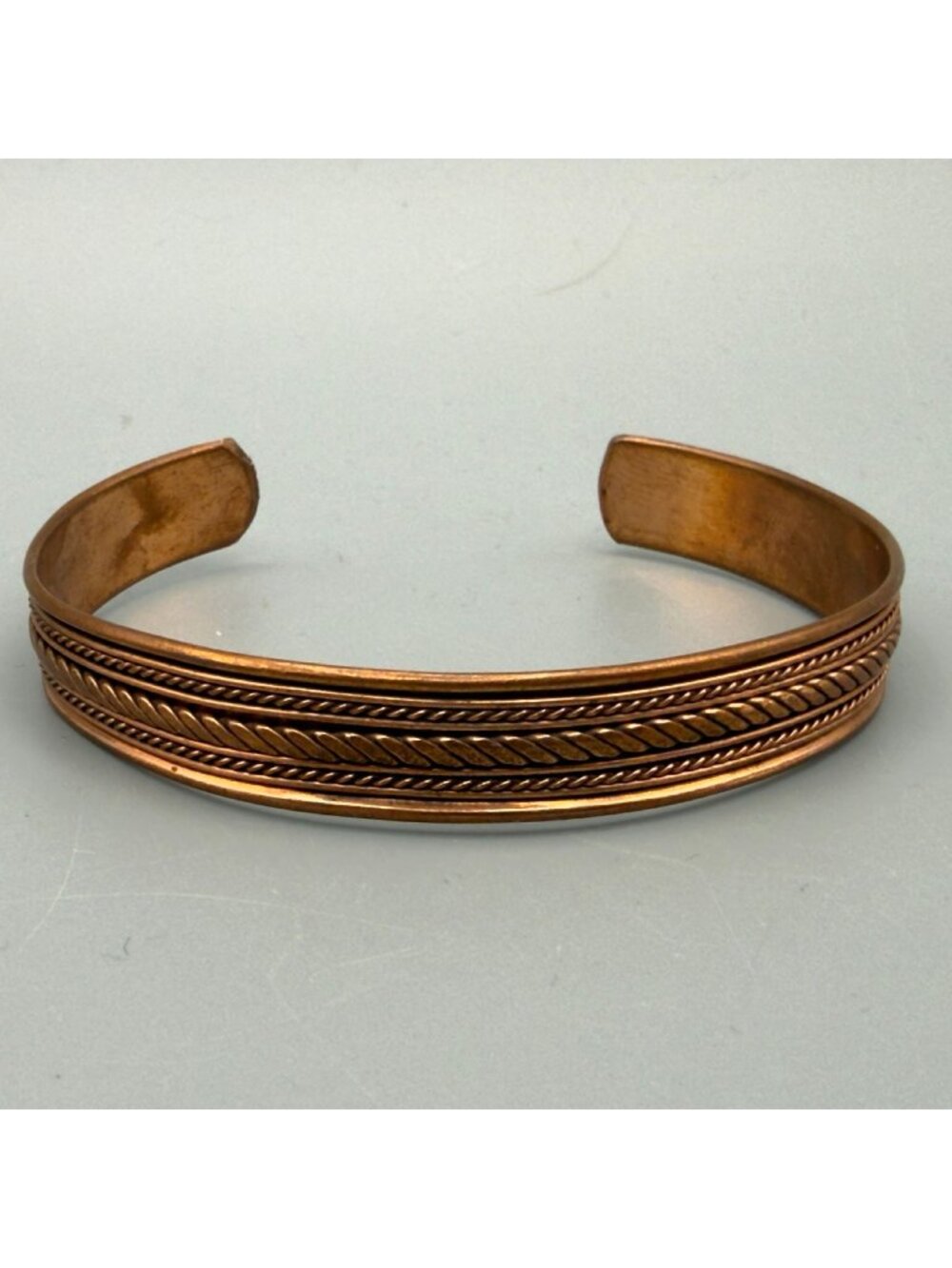 Copper Braided Cuff Bracelet Twisted Weave Adjustable Boho Artisan Festival